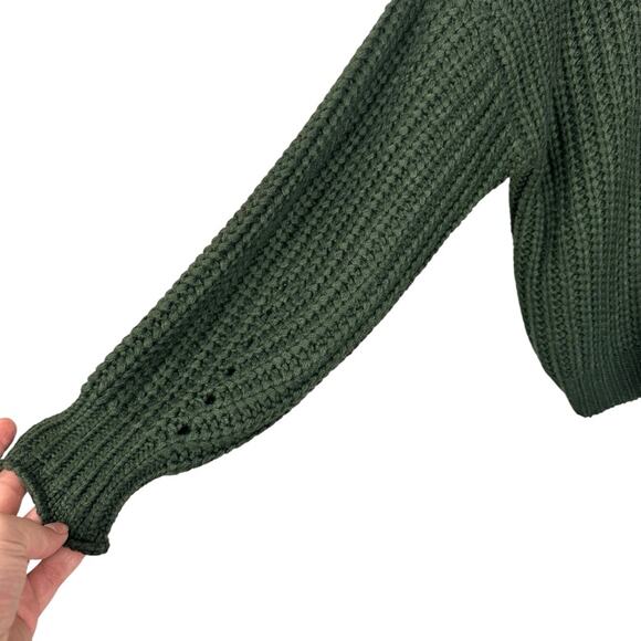 Elodie Dark Green Oversized Pullover Chunky Loose- Knit Cozy Sweater Sz Medium - Picture 5 of 10